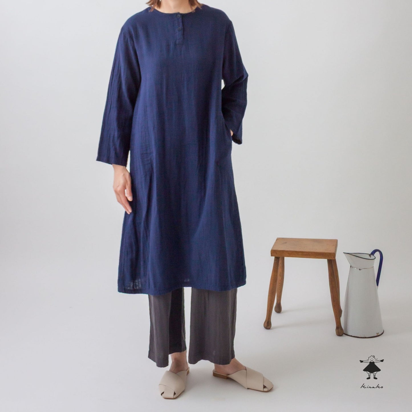 ダブルガーゼ後タックワンピース