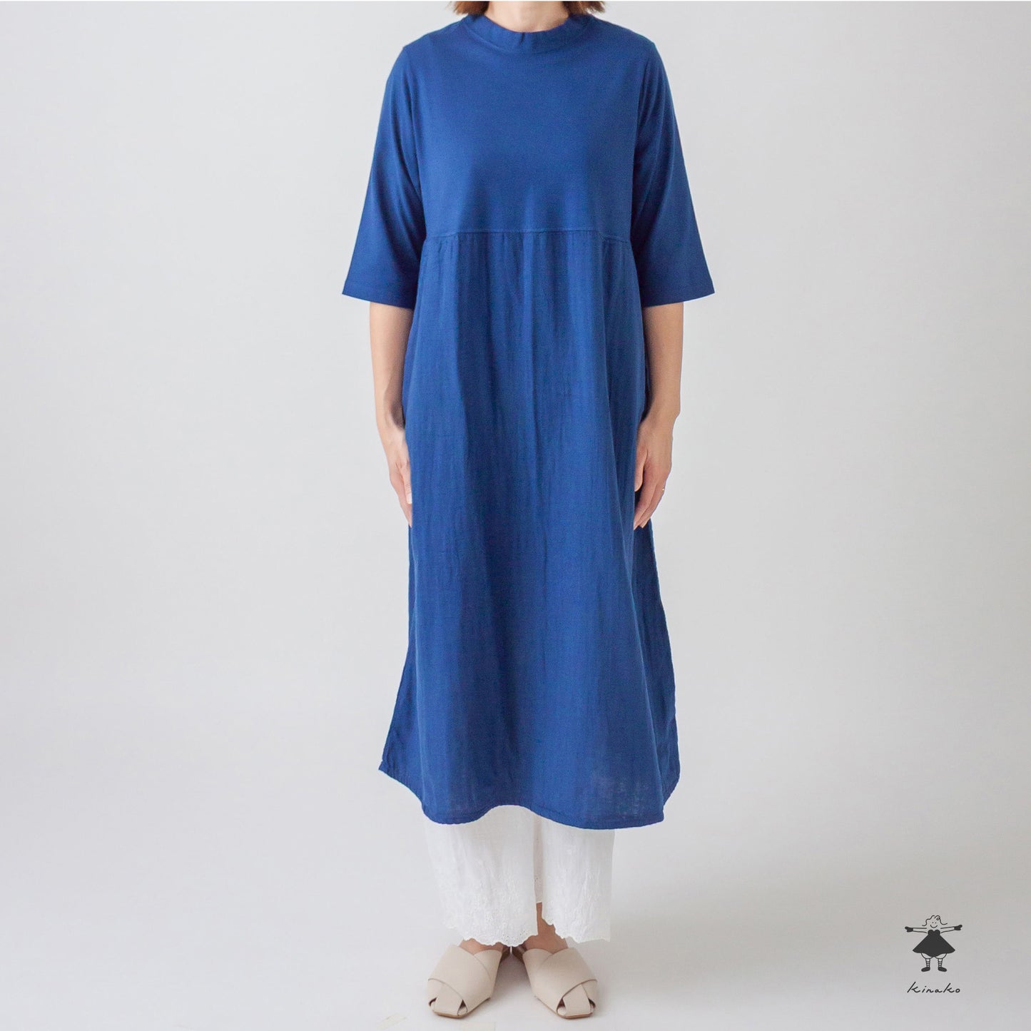 ダブルガーゼ × 天竺七分袖ワンピース