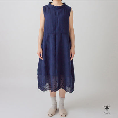 ダブルガーゼ スカラップレースレイヤー ワンピース