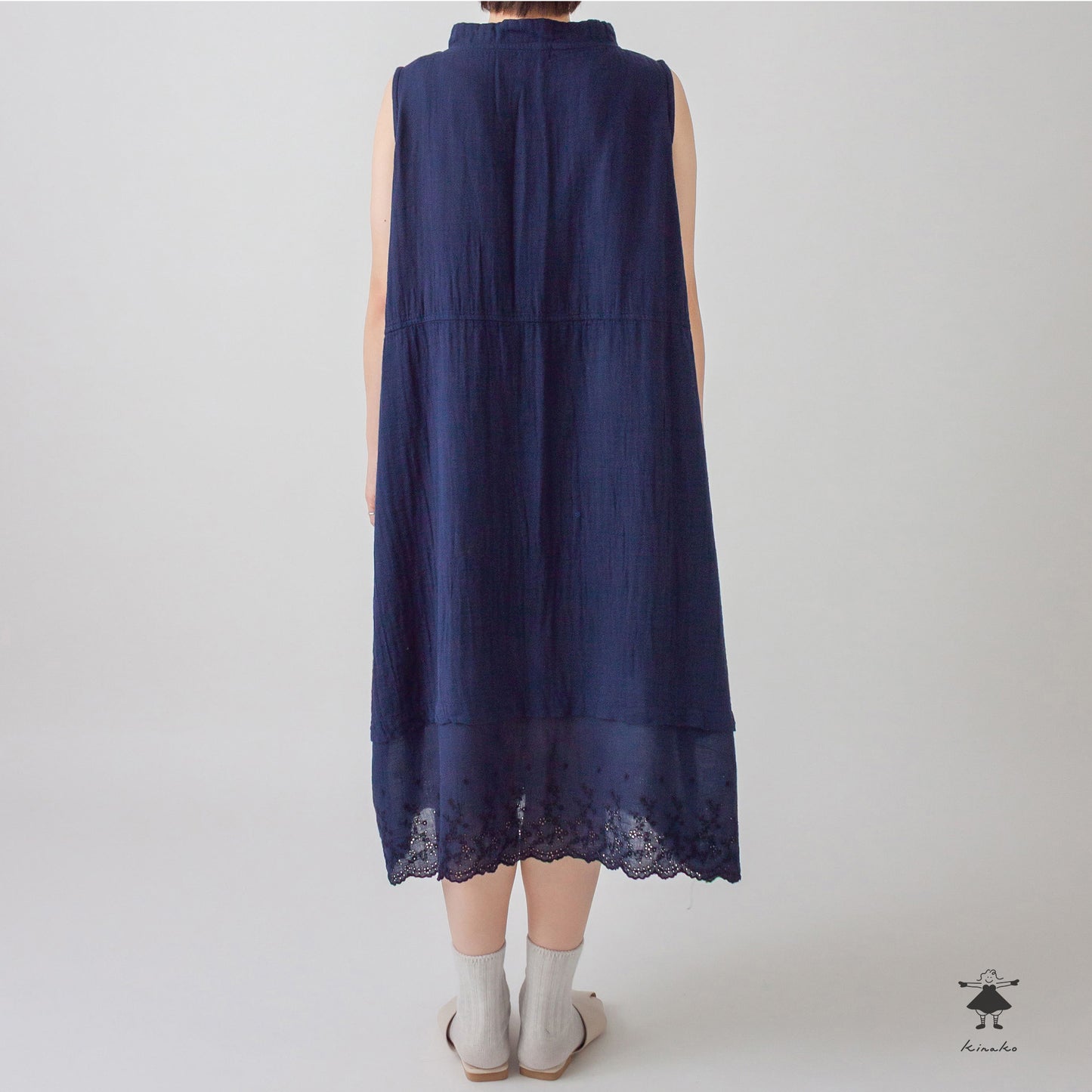 ダブルガーゼ スカラップレースレイヤー ワンピース