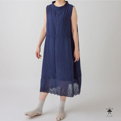 ダブルガーゼ スカラップレースレイヤー ワンピース