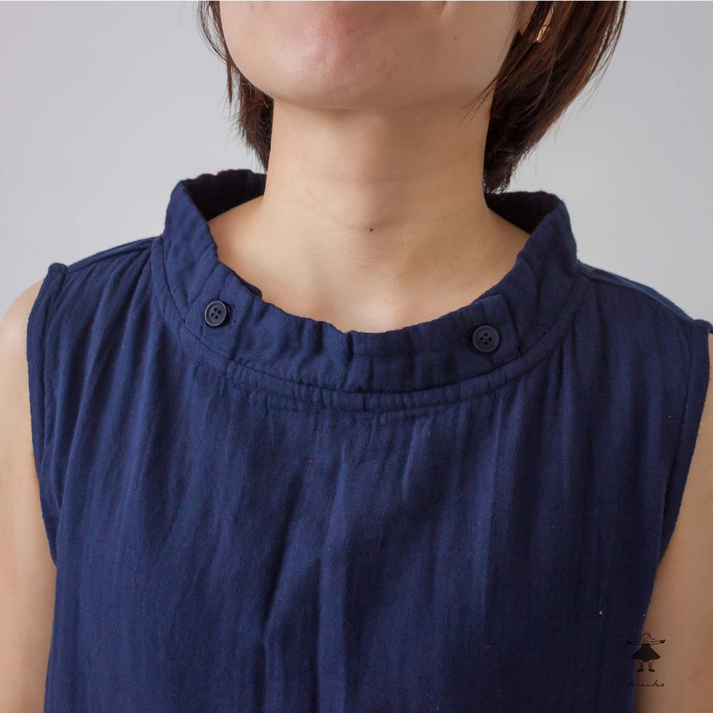 ダブルガーゼ スカラップレースレイヤー ワンピース