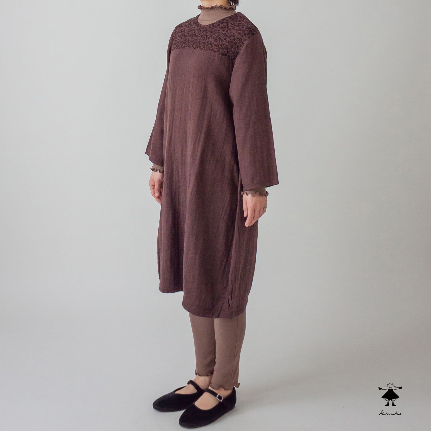 ダブルガーゼ 切替バルーンワンピース