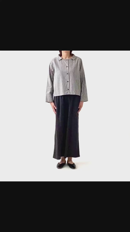 ストライプダンガリーショート ブラウス