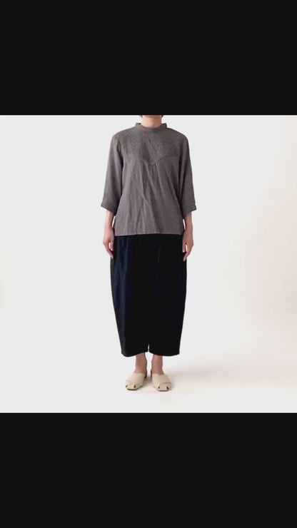 ダブルガーゼ七分袖胸切替プルオーバー