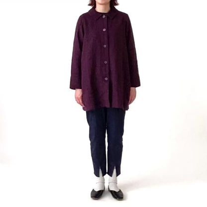 ダブルガーゼ衿ギャザーハーフコート