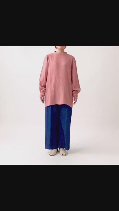 ダブルガーゼ袖ギャザーチュニック